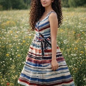 Moulinette Soeurs Striped Midi Dress in Multicolor size 2